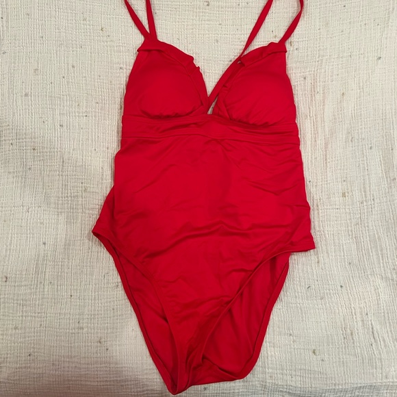 Shade & Shore Red One Piece Swimsuit M Medium - Picture 2 of 5